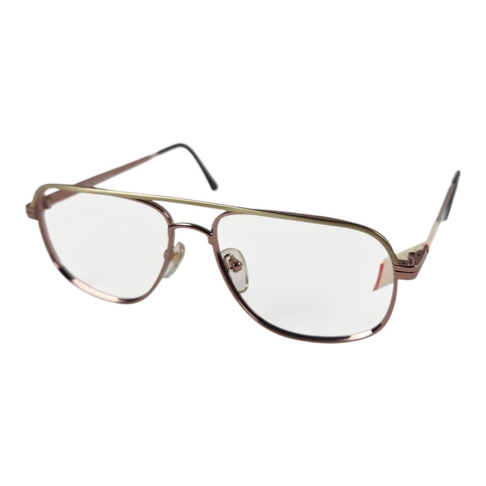 NOS Vintage Champ Aviator Eyeglasses Frames Brown Gold Tone 54-20 w/Case